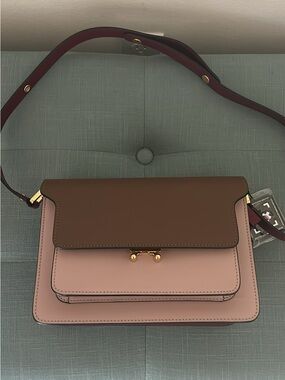 Marni Saffiano Leather Trunk Bag in Pink